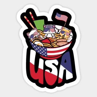 Ramen Cats US Flag 4th July Sticker